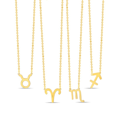 14K Zodiac Sign Solid Gold Necklace