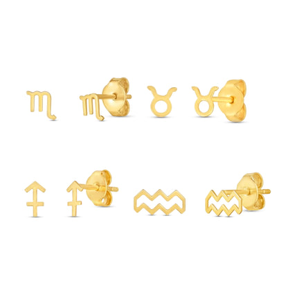 14K Zodiac Solid Earrings