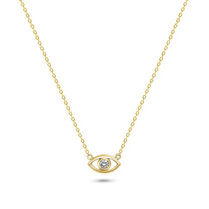 14K Gold Evil Eye Diamond Necklace