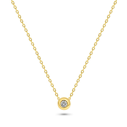 Diamond Solitaire Bezel Necklace in 14K Gold