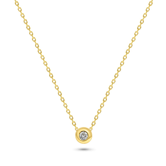 Diamond Solitaire Bezel Necklace in 14K Gold