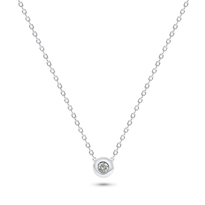 Diamond Solitaire Bezel Necklace in 14K Gold