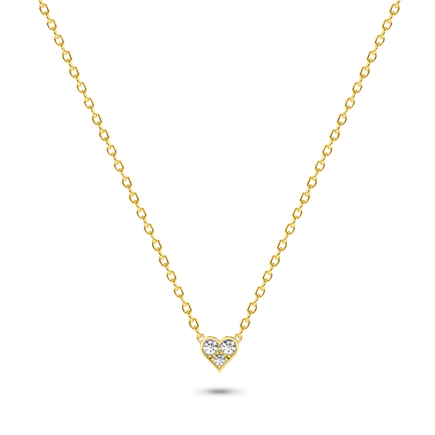 Diamond Trio Heart-Shaped Necklace in 14K Gold