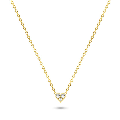 Diamond Trio Heart-Shaped Necklace in 14K Gold