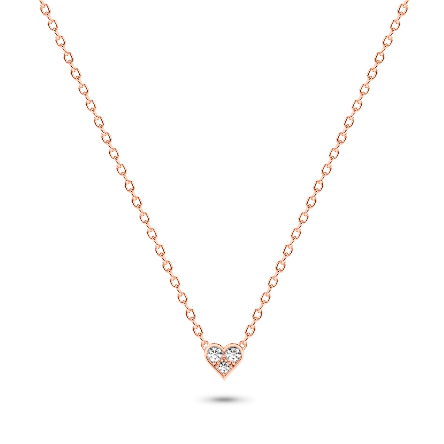 Diamond Trio Heart-Shaped Necklace in 14K Gold