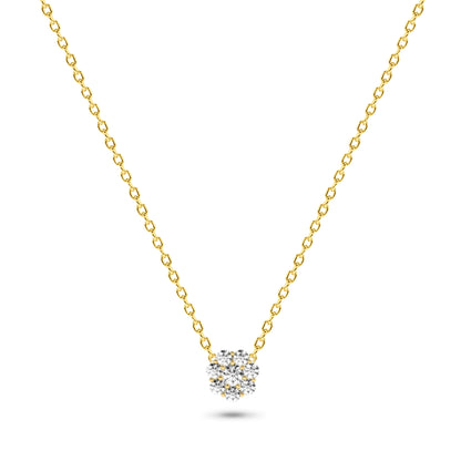 Diamond Flower Cluster Necklace in 14K Gold