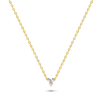 Three Stone Diamond Necklace in 14K Gold