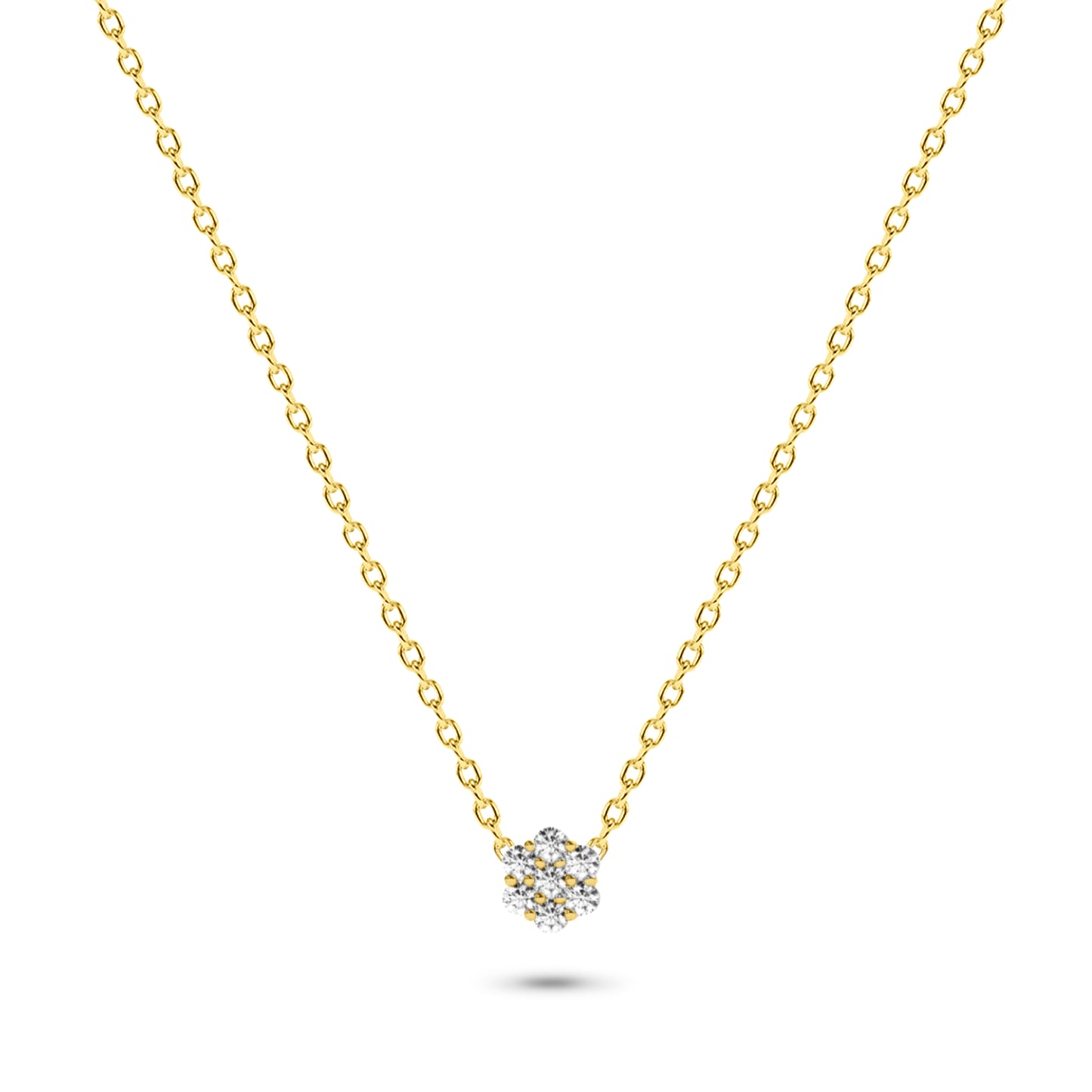 Diamond Cluster Necklace in 14K Gold