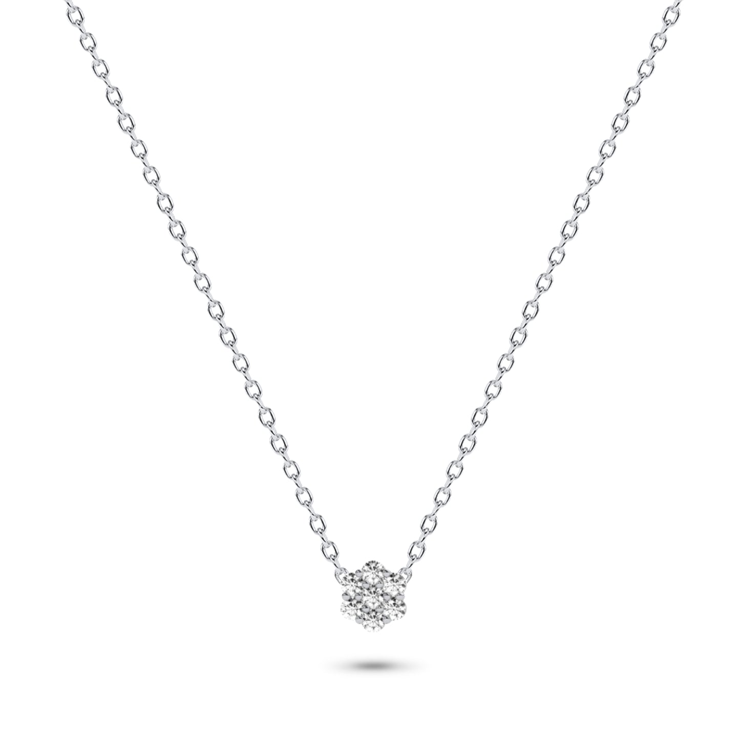 Diamond Cluster Necklace in 14K Gold