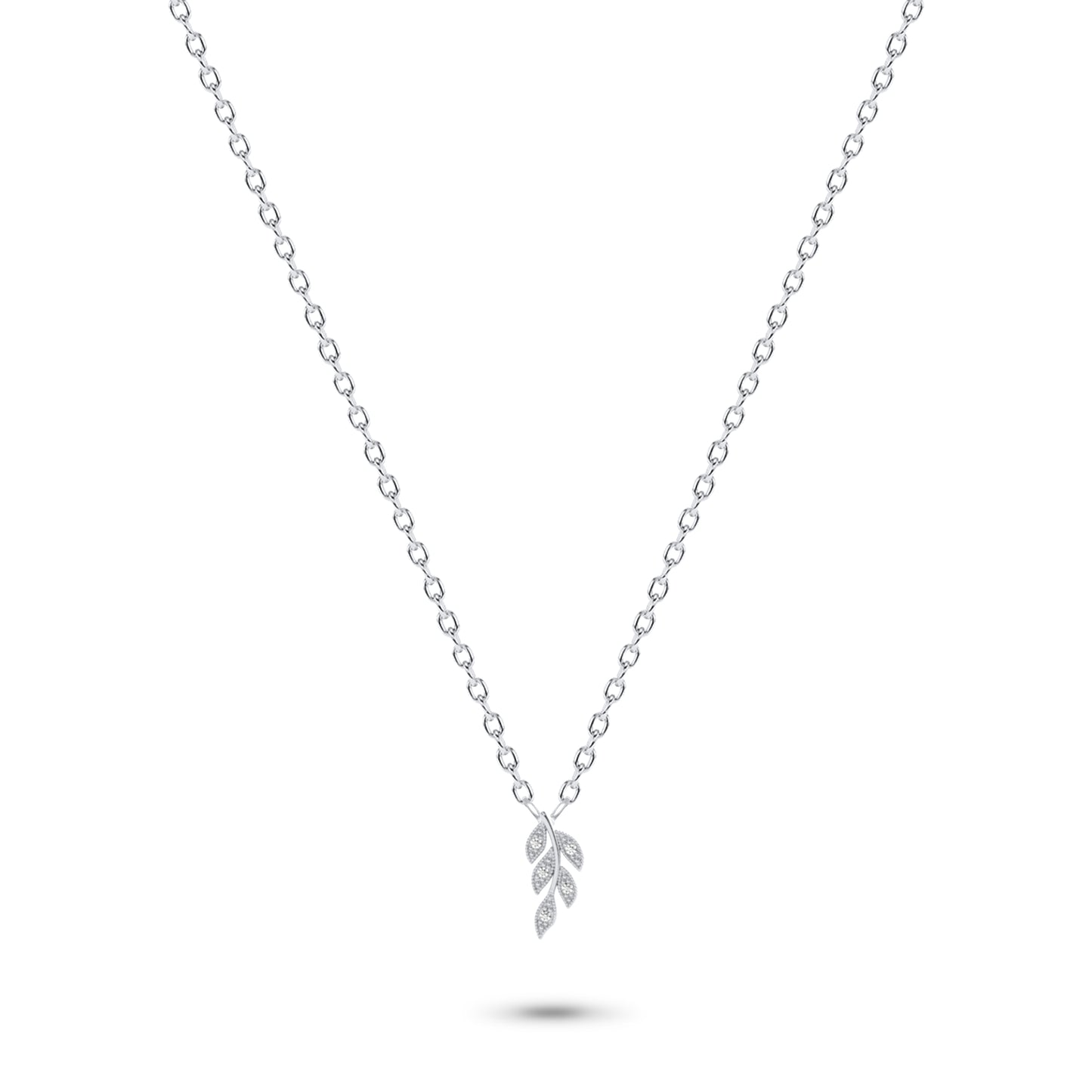 Diamond Leaf Necklace in 14K Gold