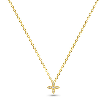 14K Gold Star Flower Diamond Necklace