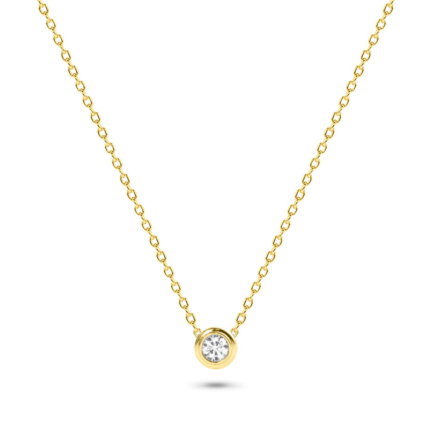 Diamond Solitaire Bezel Necklace in 14K Gold