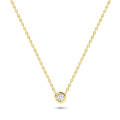 Diamond Solitaire Bezel Necklace in 14K Gold