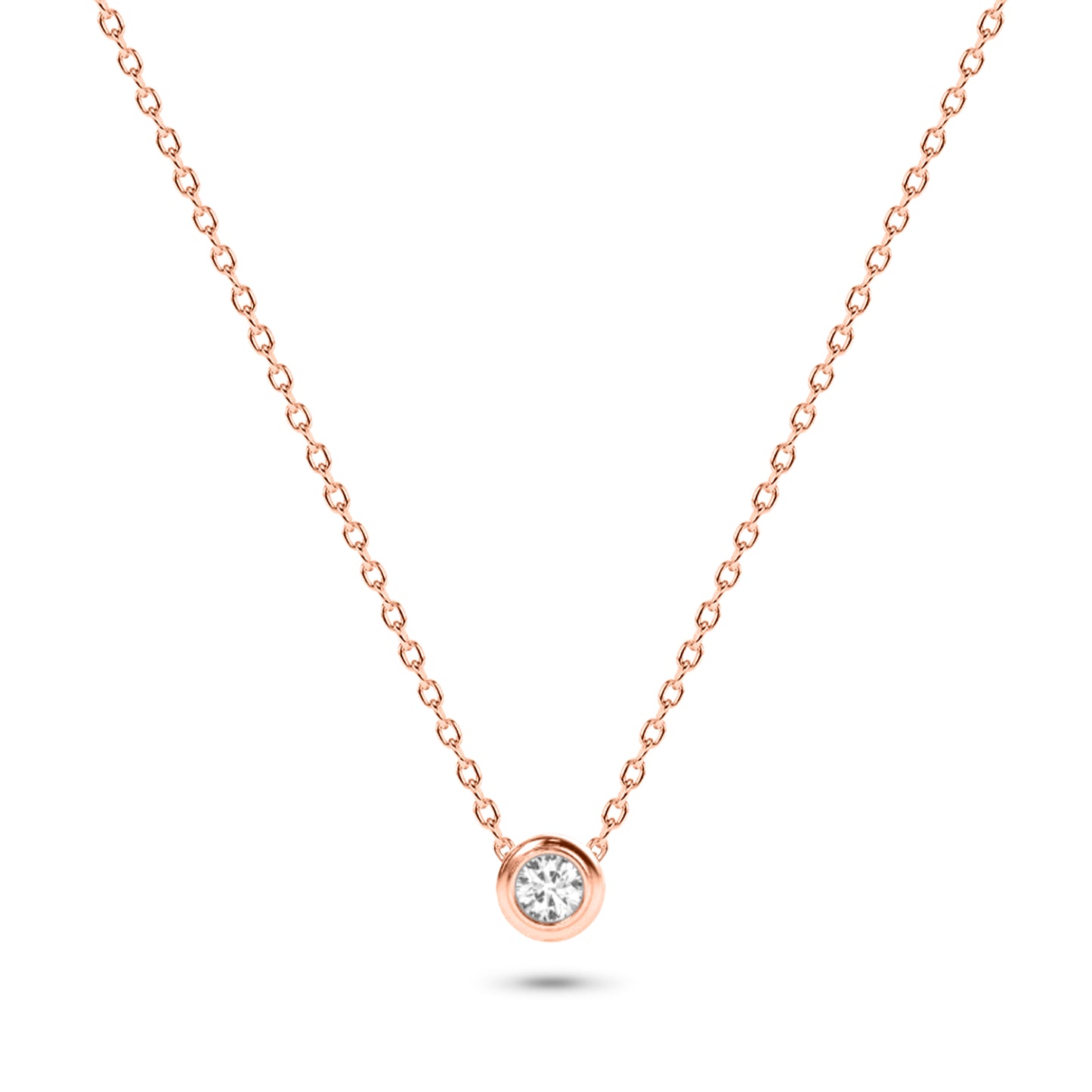 Diamond Solitaire Bezel Necklace in 14K Gold