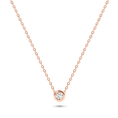 Diamond Solitaire Bezel Necklace in 14K Gold