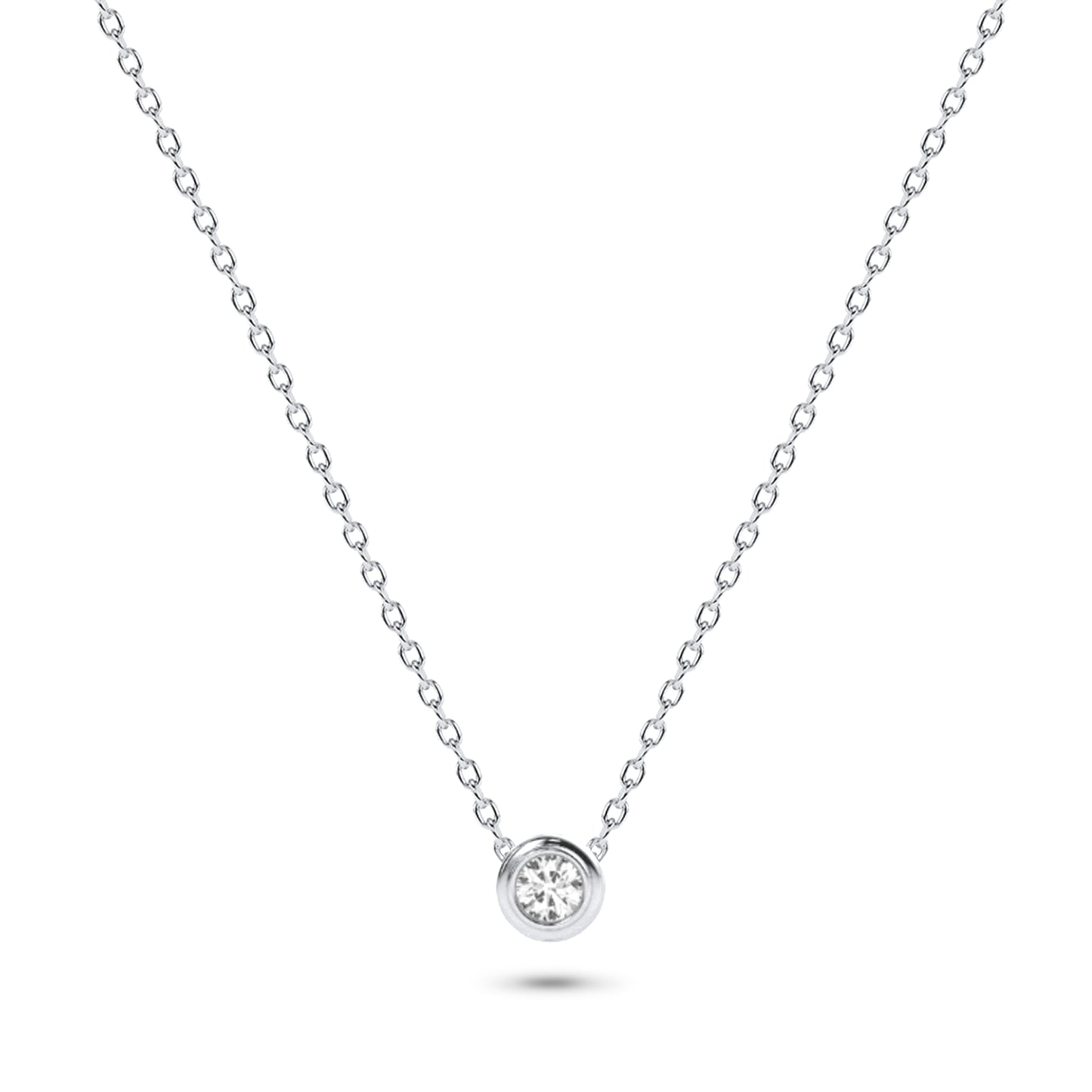 Diamond Solitaire Bezel Necklace in 14K Gold