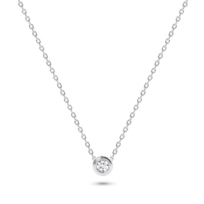 Diamond Solitaire Bezel Necklace in 14K Gold