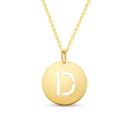 14K Gold Disc Pendant Initial Necklaces