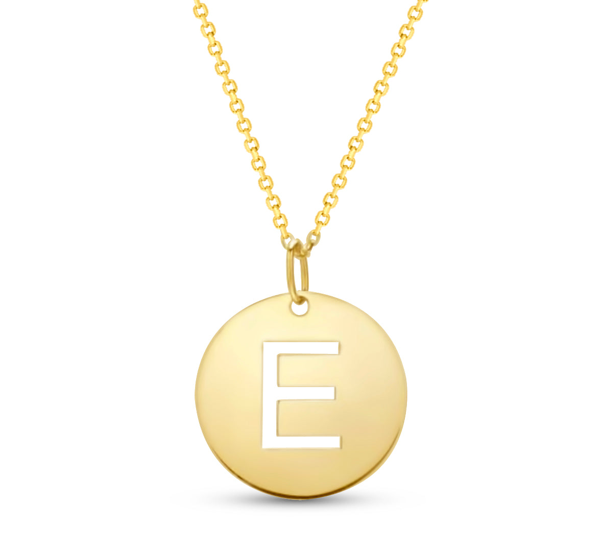 14K Gold Disc Pendant Initial Necklaces