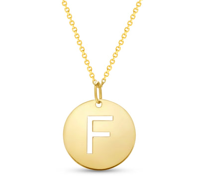 14K Gold Disc Pendant Initial Necklaces