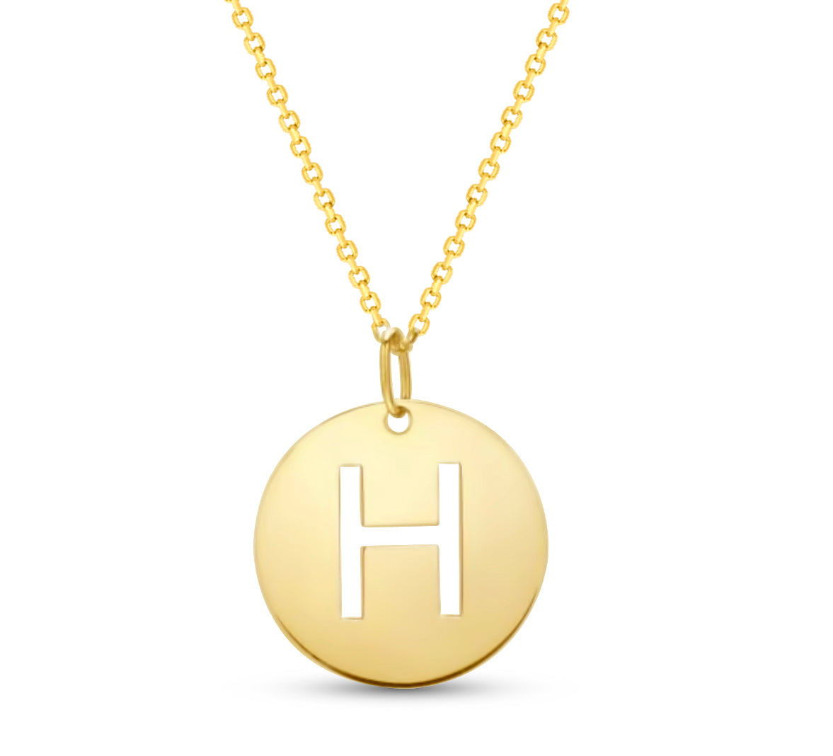 14K Gold Disc Pendant Initial Necklaces