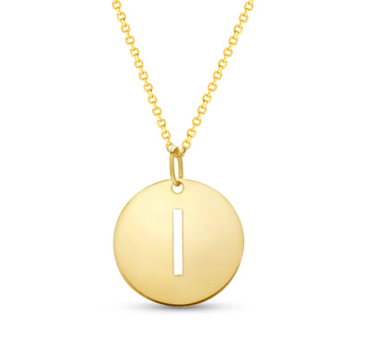 14K Gold Disc Pendant Initial Necklaces