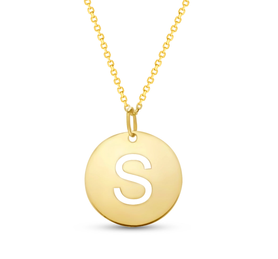 14K Gold Disc Pendant Initial Necklaces