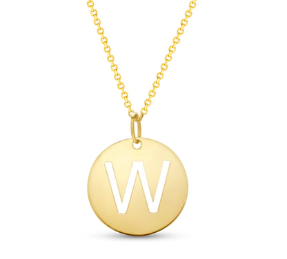 14K Gold Disc Pendant Initial Necklaces