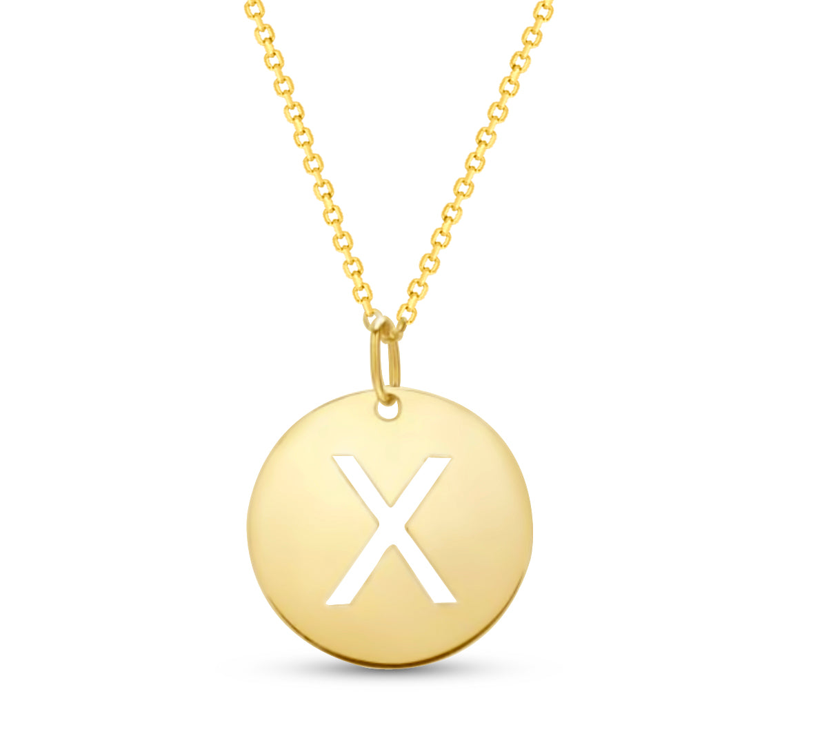 14K Gold Disc Pendant Initial Necklaces