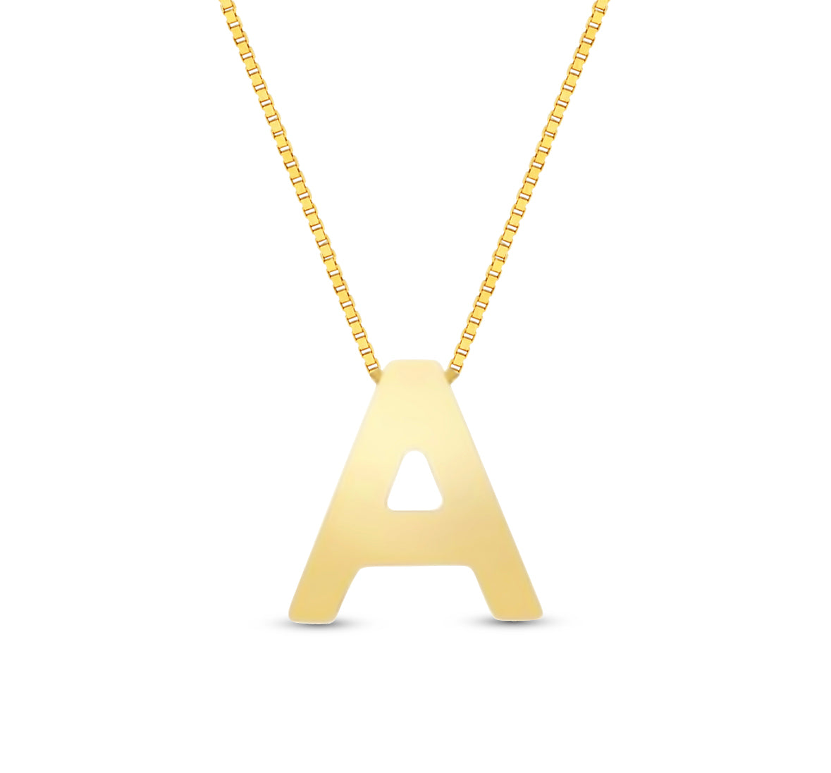 14Karat Gold Block Letter Initial Necklaces