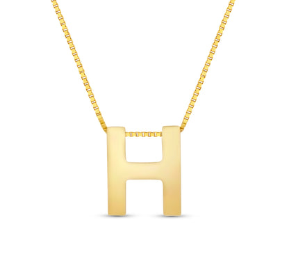 14Karat Gold Block Letter Initial Necklaces