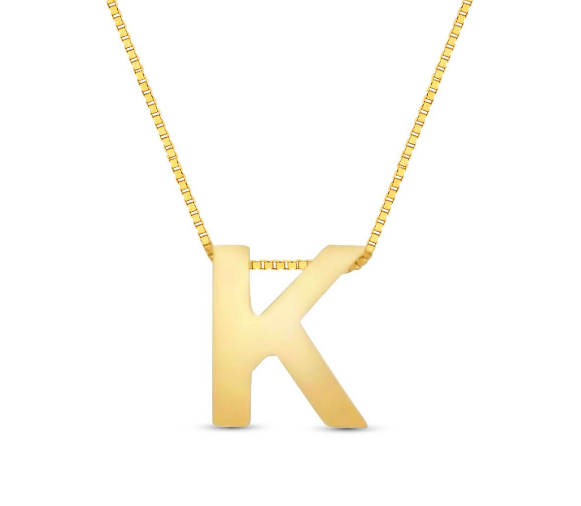 14Karat Gold Block Letter Initial Necklaces