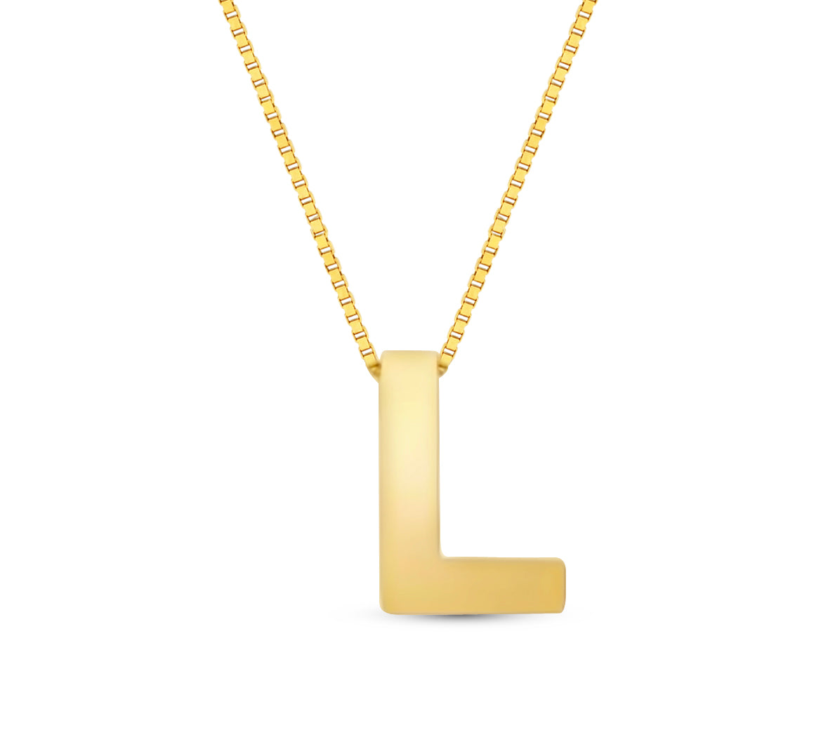 14Karat Gold Block Letter Initial Necklaces