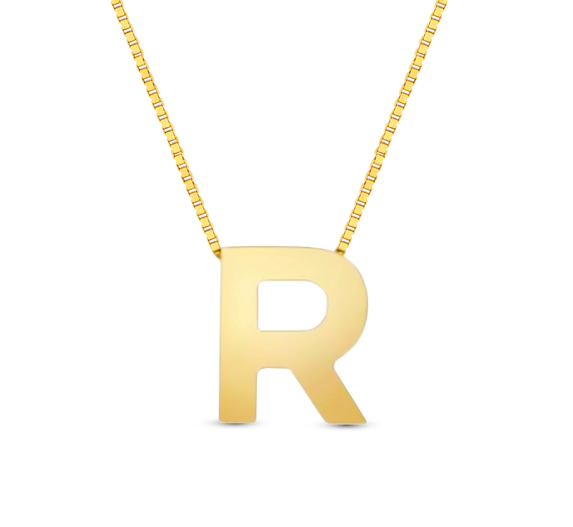 14Karat Gold Block Letter Initial Necklaces