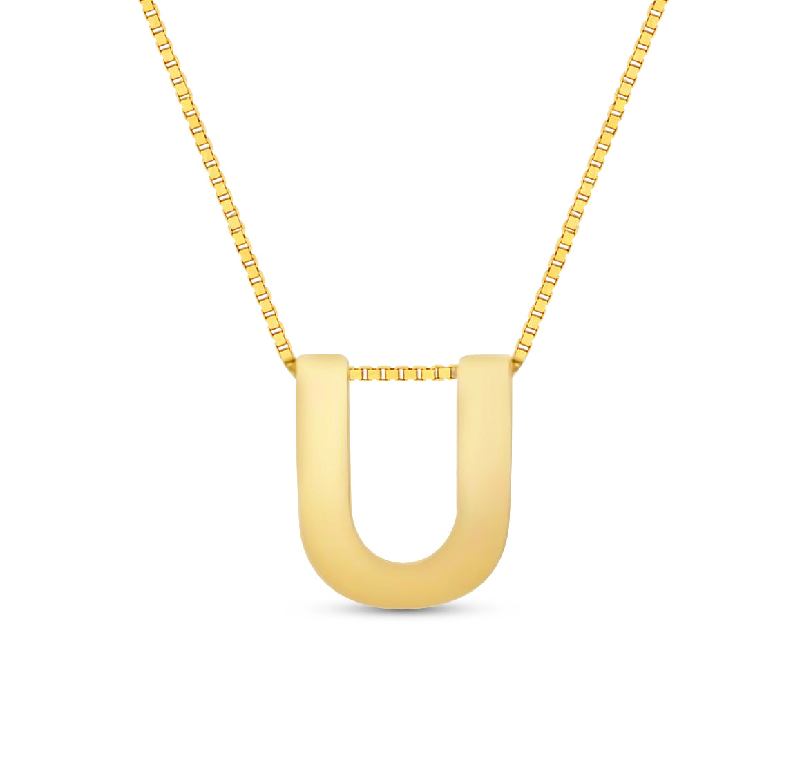 14Karat Gold Block Letter Initial Necklaces