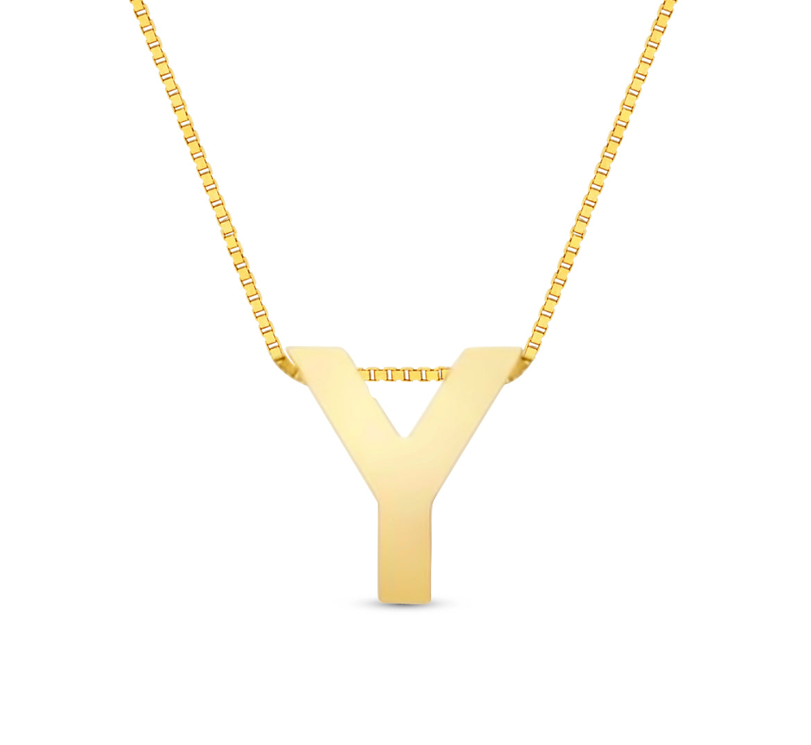 14Karat Gold Block Letter Initial Necklaces