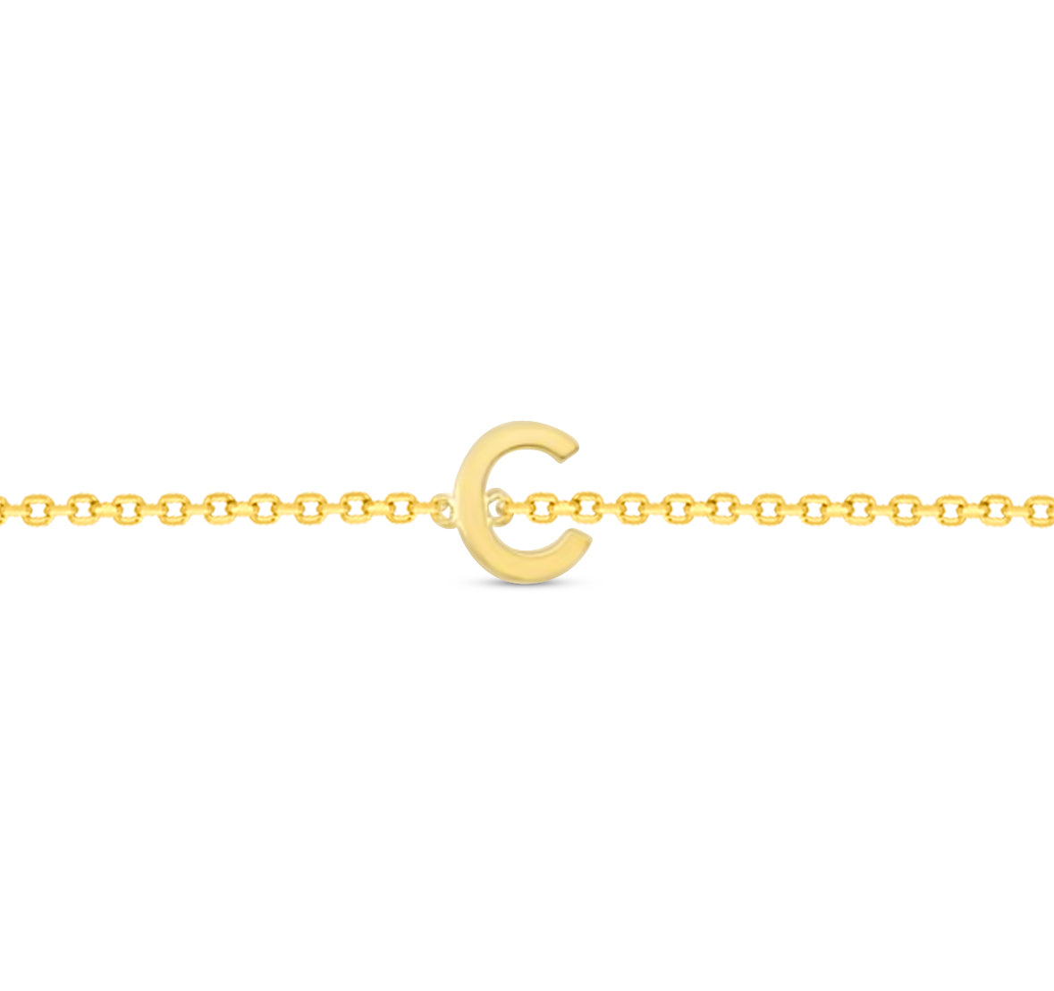 14K Initial Solid Gold Bracelet