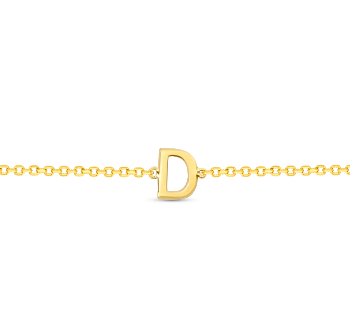 14K Initial Solid Gold Bracelet