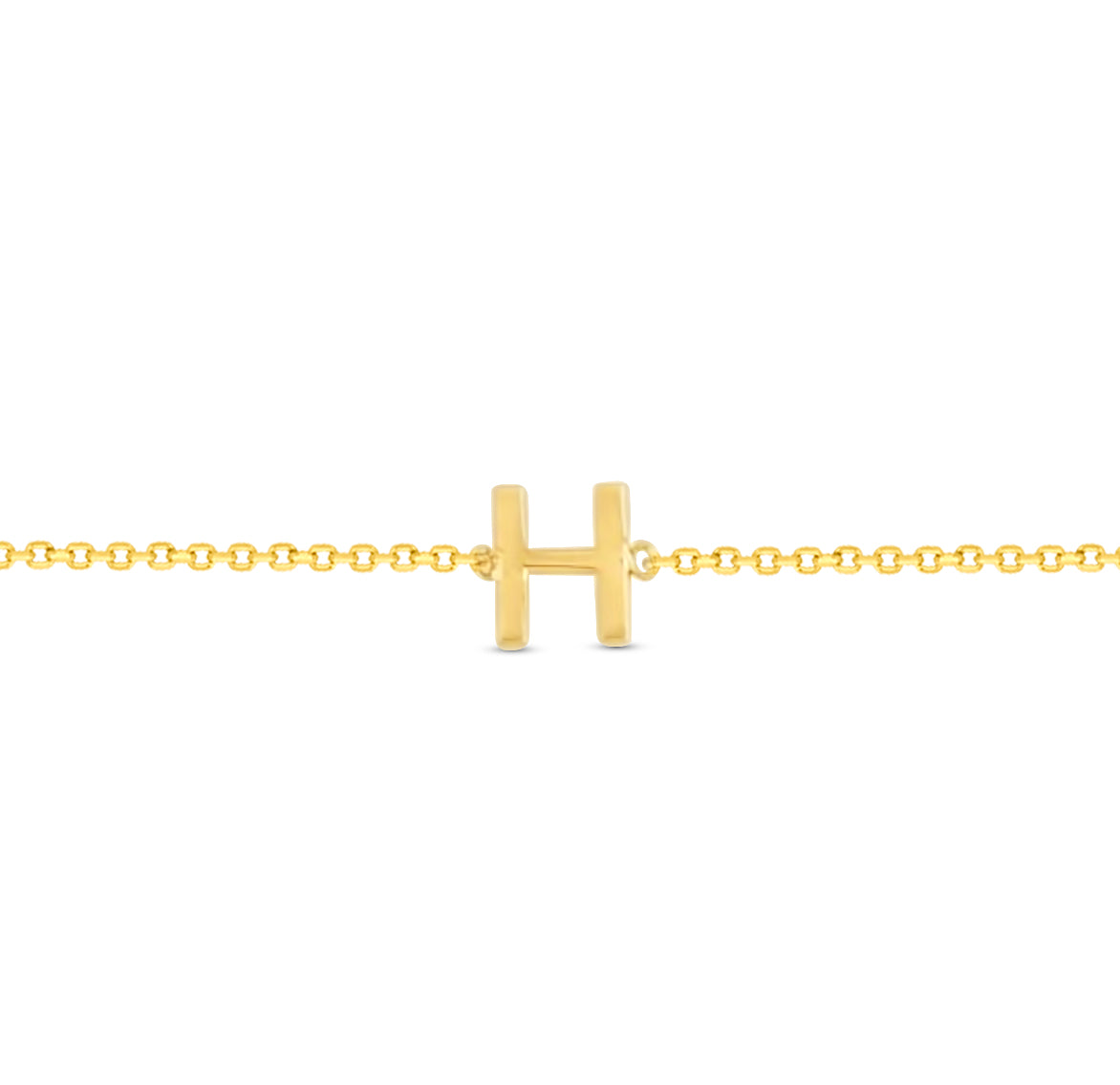 14K Initial Solid Gold Bracelet