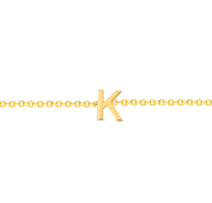 14K Initial Solid Gold Bracelet