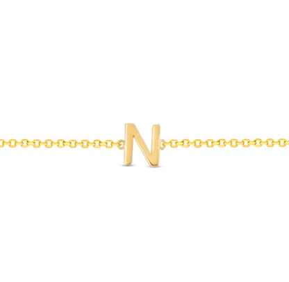 14K Initial Solid Gold Bracelet