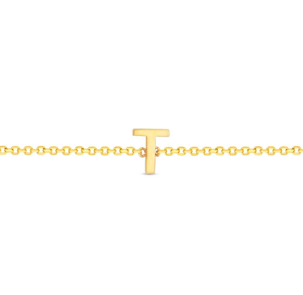 14K Initial Solid Gold Bracelet