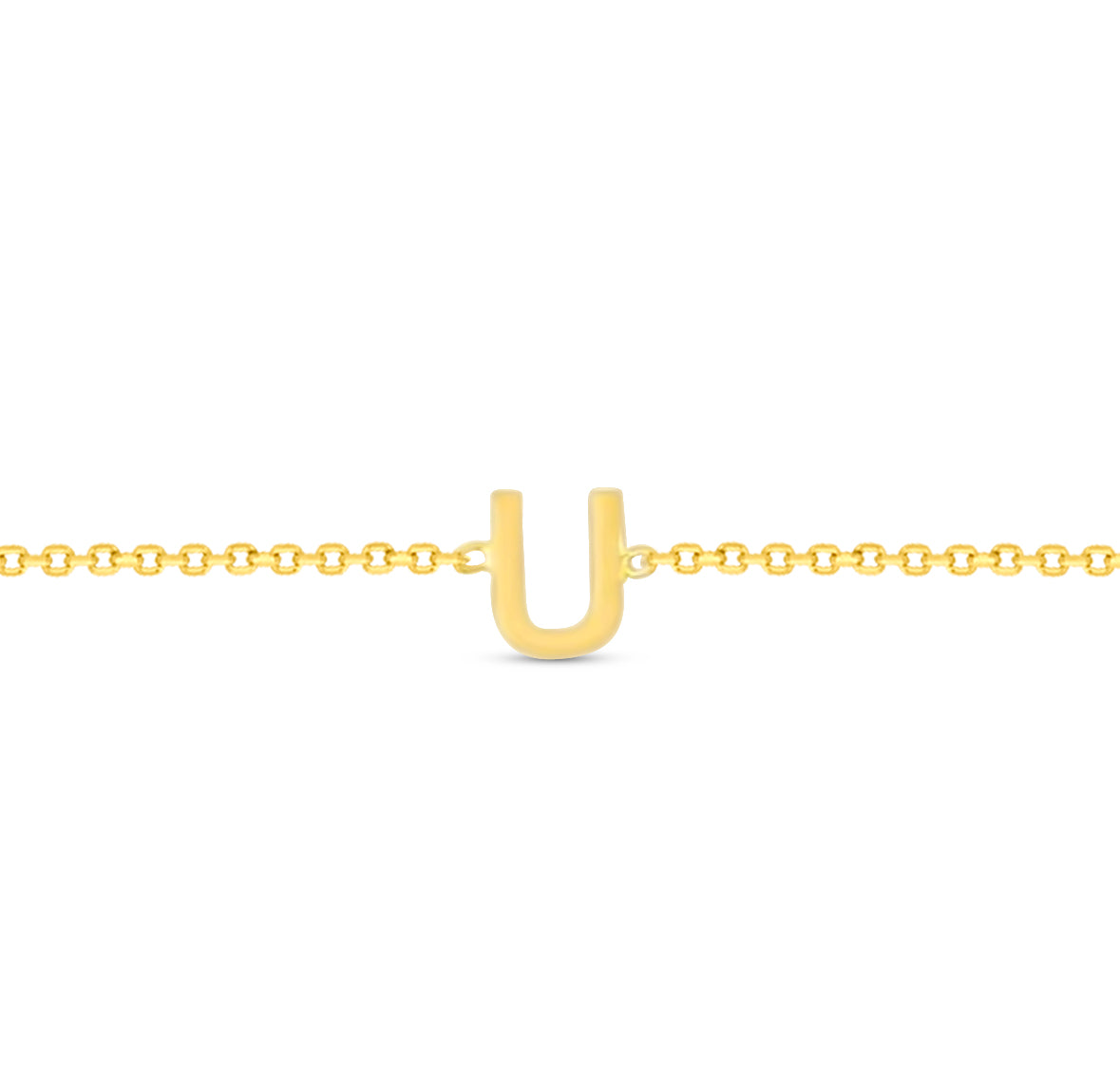 14K Initial Solid Gold Bracelet