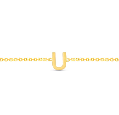 14K Initial Solid Gold Bracelet