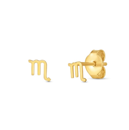 14K Zodiac Solid Earrings