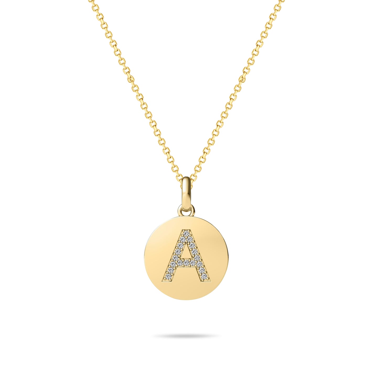 Diamond Initial Disc Necklace