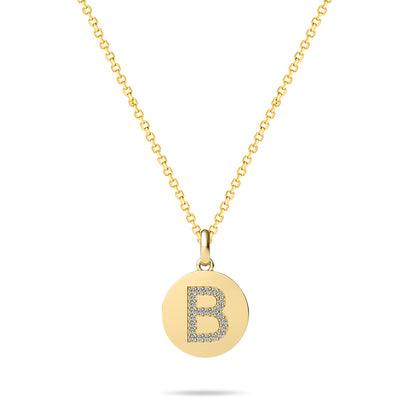 Diamond Initial Disc Necklace