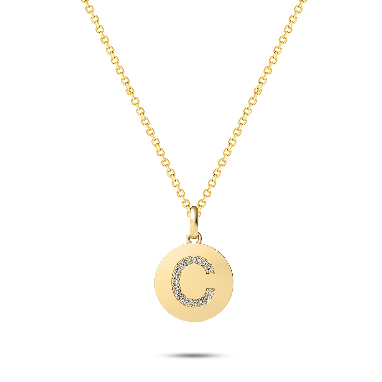 Diamond Initial Disc Necklace