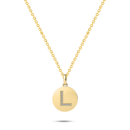 Diamond Initial Disc Necklace