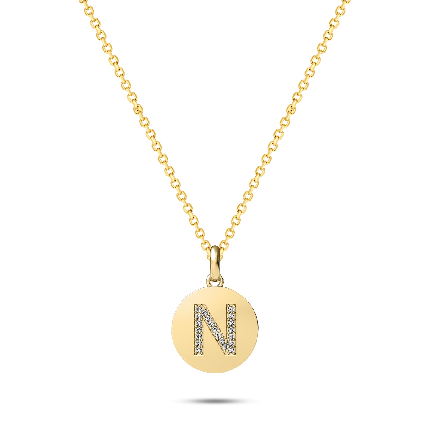 Diamond Initial Disc Necklace